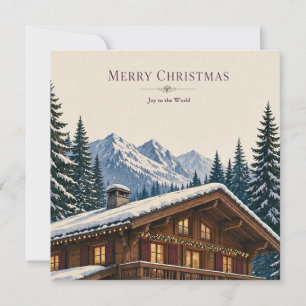 Christmas Greeting Alpine Winter Chalet Snowy Invitation