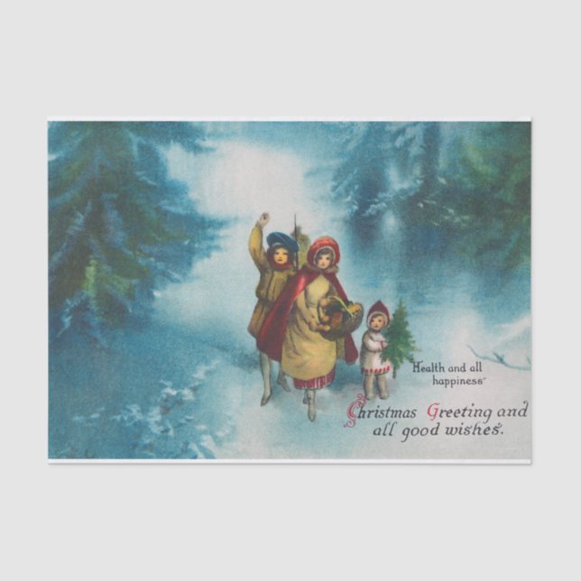 Christmas Greeting and All Good Wishes  Tissue Paper (Front)