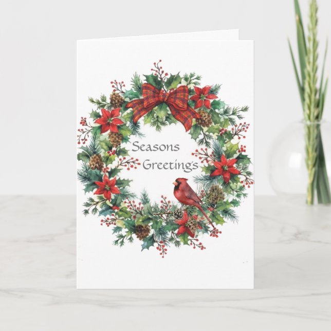 Christmas Greeting Card Holiday Red Bird (Front)