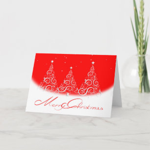 Christmas Greeting Card/Trees-Red Holiday Card