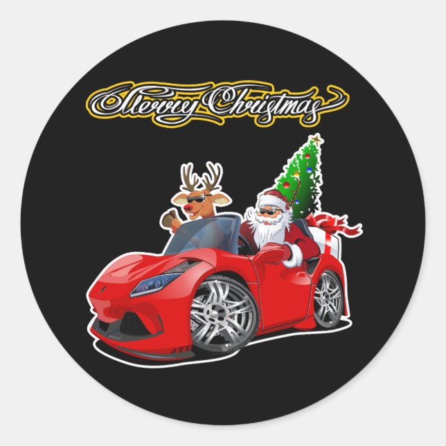 Christmas Greeting Card with Christmas lettering Classic Round Sticker (Front)