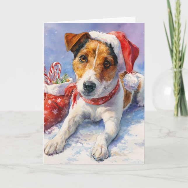  Christmas Greeting Card with cute Jack Russell (Front)