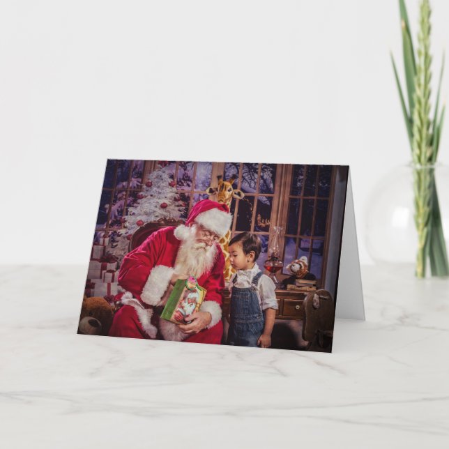 Christmas Greeting Card with Santa and Boy (Front)