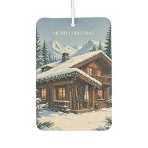 Christmas Greeting Cosy Alpine Chalet Snowy winter Car Air Freshener