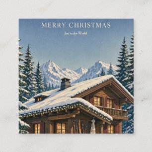 Christmas Greeting Cosy Alpine Chalet Snowy winter Enclosure Card