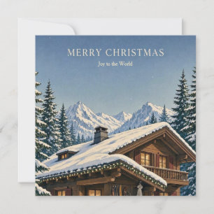 Christmas Greeting Cosy Alpine Chalet Snowy winter Invitation