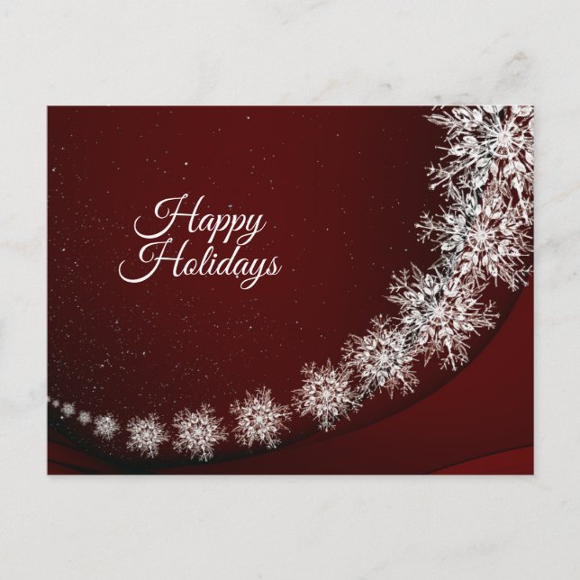 Christmas Greeting Crystal Snowflakes Red Rustic Postcard (Front)