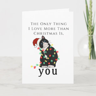 Christmas Greeting I want you happy cat Card
