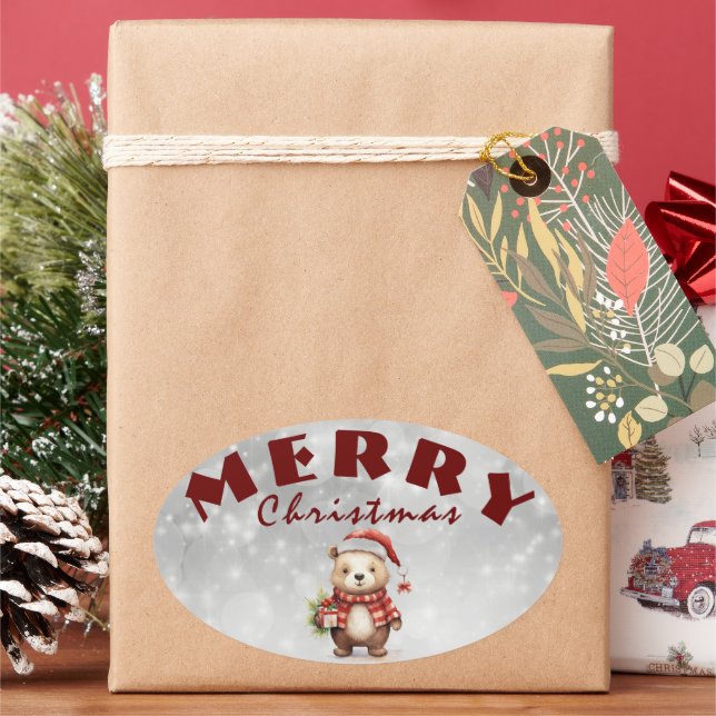 Christmas greeting  oval sticker (Holiday)
