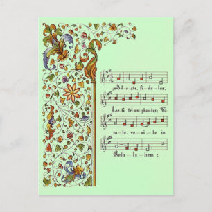 Christmas greeting Postcard adeste fideles oh come