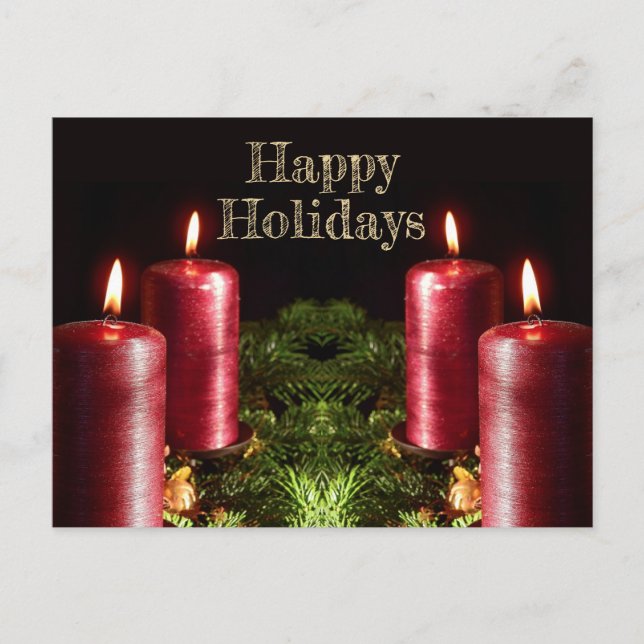 Christmas Greeting Red Candles Winter Holidays Postcard (Front)