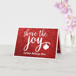 Christmas Greeting Share The Joy Red Glitter Card