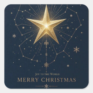 Christmas Greeting Vintage Celestial Night Sky Square Sticker
