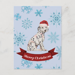Christmas Greeting with Festive Dalmatian Puppy Postcard