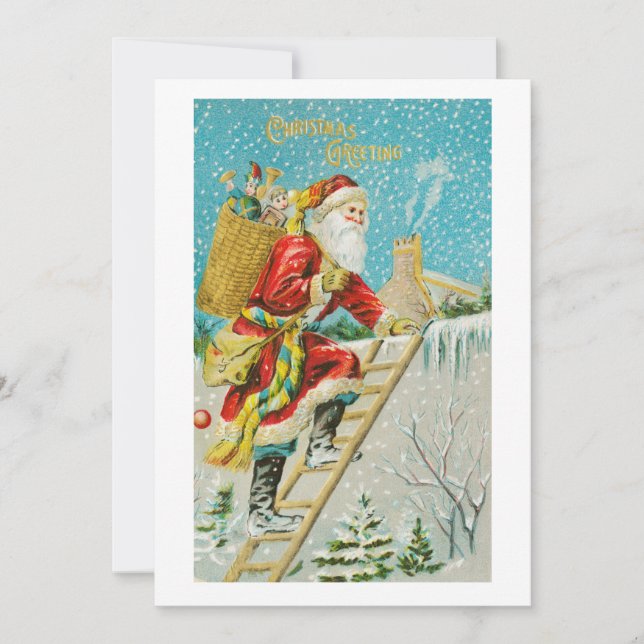 Christmas Greeting With Santa Claus Invitation (Front)