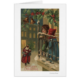 Christmas GreetingKids Watching Santa