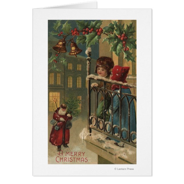 Christmas GreetingKids Watching Santa (Front)