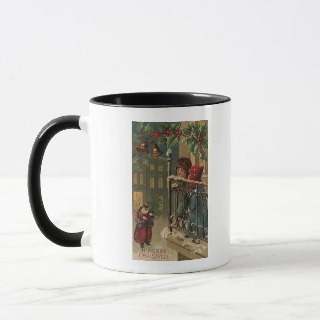 Christmas GreetingKids Watching Santa Mug (Left)