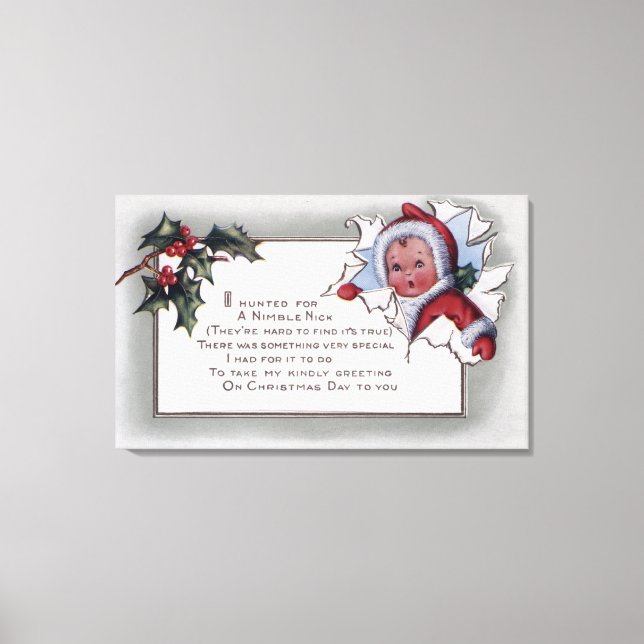 Christmas GreetingLittle Kid Through Paper Canvas Print (Front)