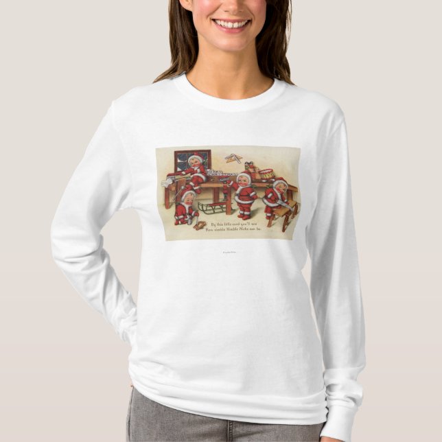 Christmas GreetingLittle Kids on Workbench T-Shirt (Front)