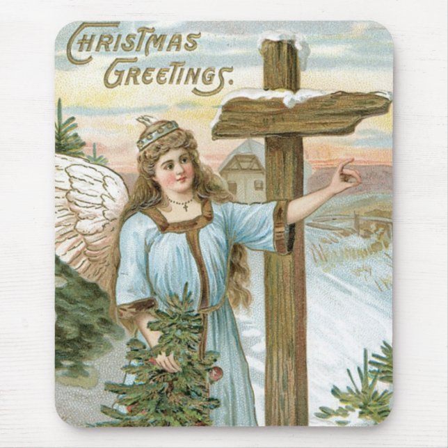 Christmas Greetings Angel Mouse Pad (Front)