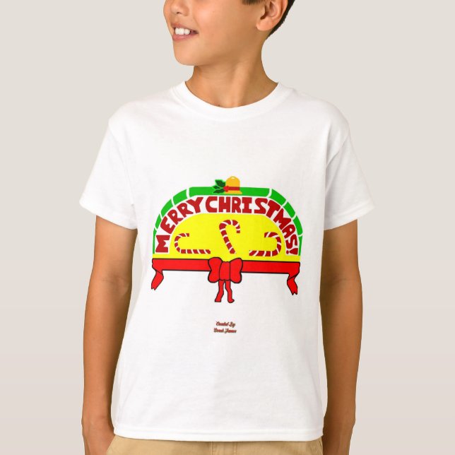 Christmas Greetings Boys White Basic T Shirt (Front)