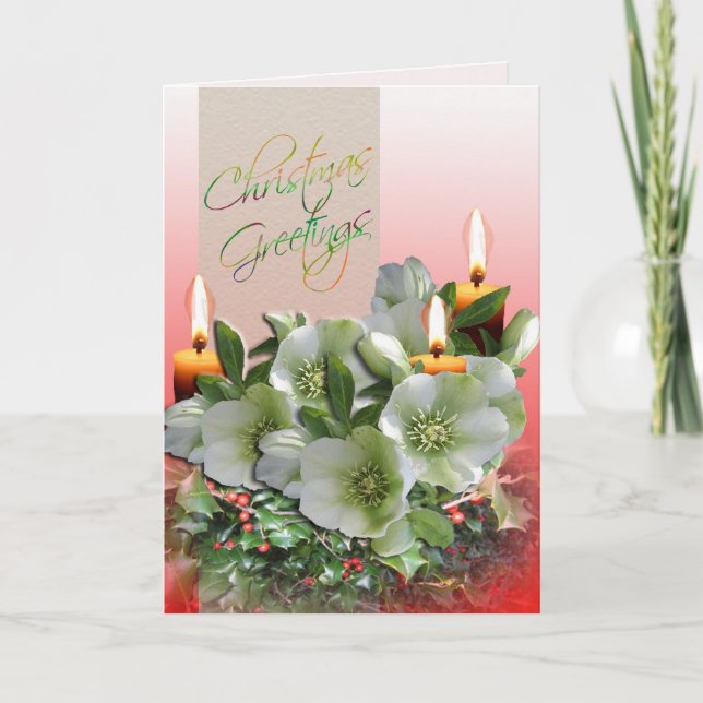 Christmas Greetings Card - Hellebores (Front)