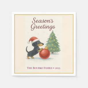 Christmas Greetings Dachshund Paper Napkin