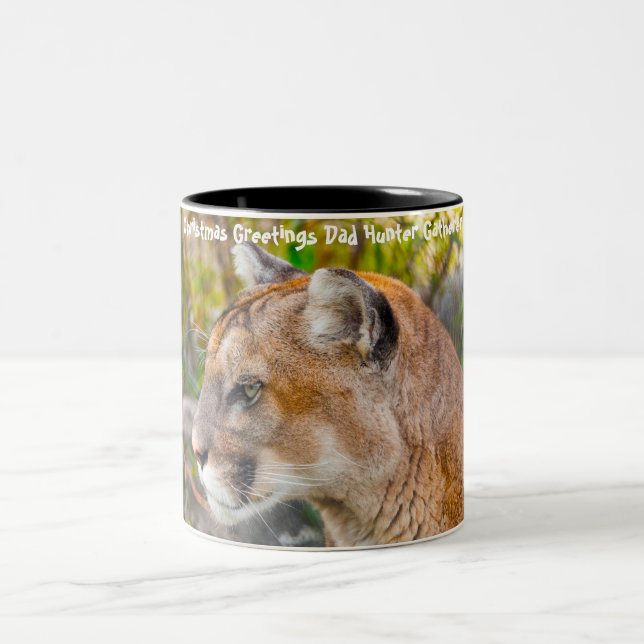 Christmas Greetings Dad Hunter Gatherer Two-Tone Coffee Mug (Center)