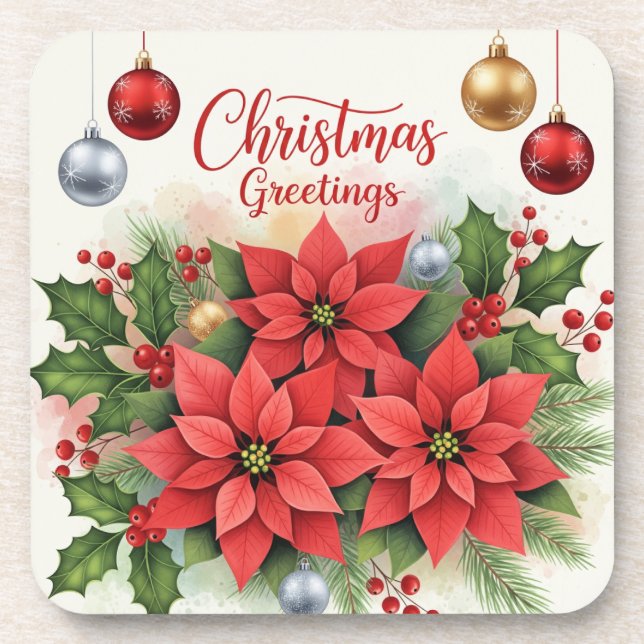 Christmas Greetings, Festive, Coaster (Front)