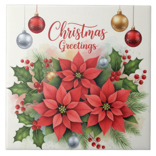 Christmas Greetings, Festive, Tile