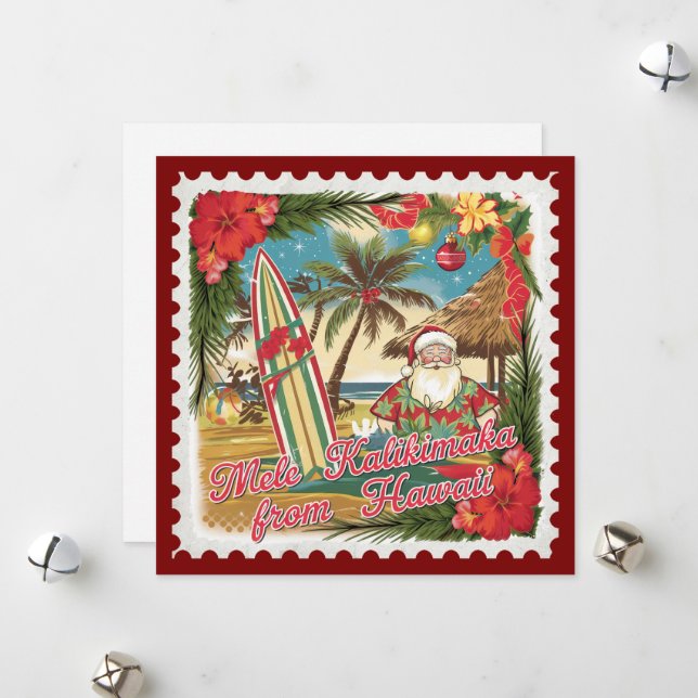 Christmas Greetings from Hawaii Holiday Card (Front/Back In Situ)