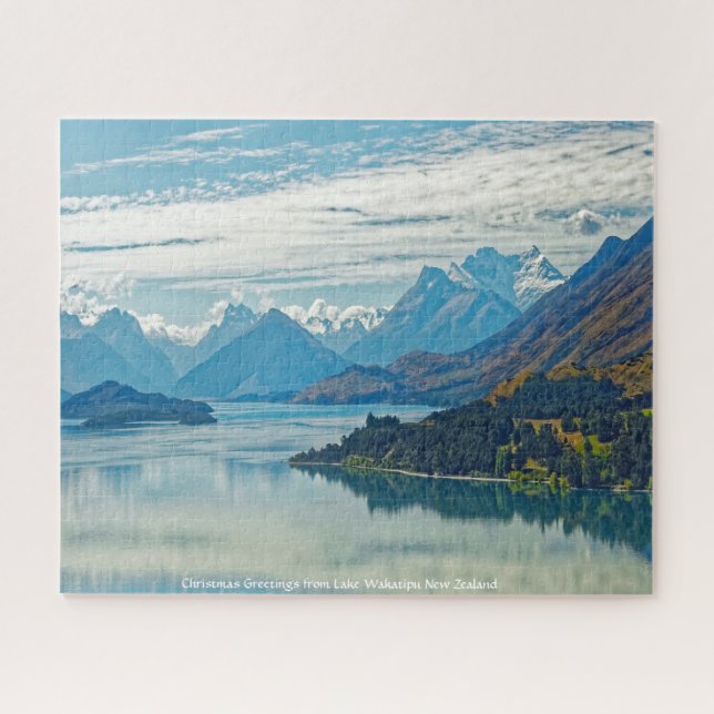 Christmas Greetings from Lake Wakatipu New Zealand Jigsaw Puzzle (Horizontal)