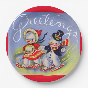 Christmas Greetings from Mr. and Mrs. Snowman  Paper Plate