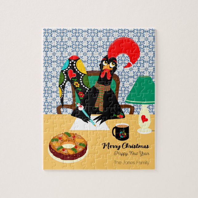 Christmas greetings from the Portuguese Rooster Jigsaw Puzzle (Vertical)