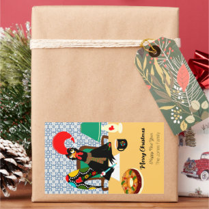 Christmas greetings from the Portuguese Rooster Rectangular Sticker