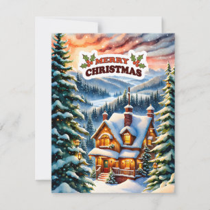 Christmas Greetings from the Snowy Mountain Cabin Holiday Card