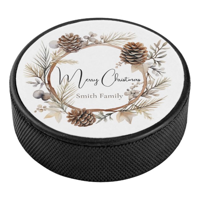 Christmas Greetings  Hockey Puck (3/4)
