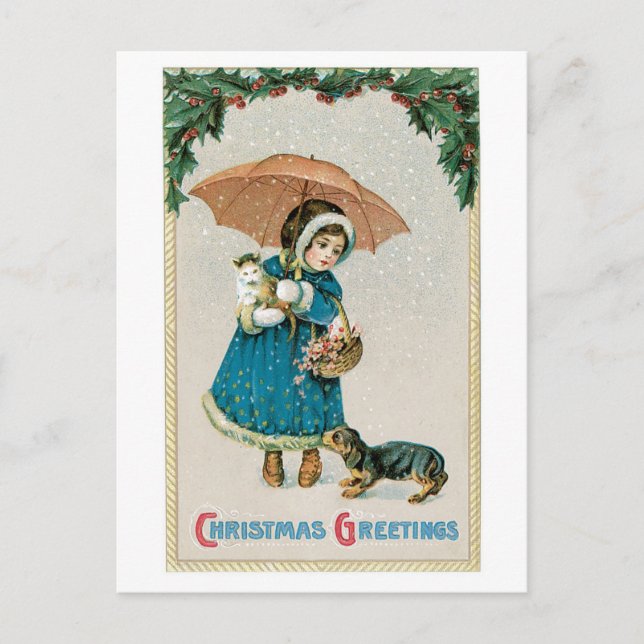 Christmas Greetings Holiday Postcard (Front)