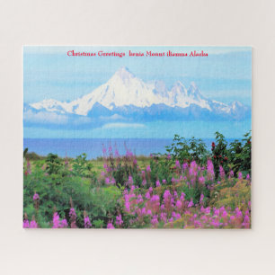 Christmas Greetings kenia Mount iliamna Alaska Jigsaw Puzzle