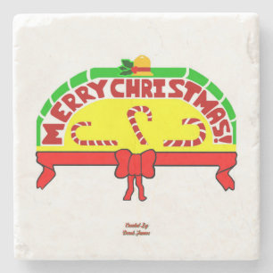 Christmas Greetings Marble Stone Coaster