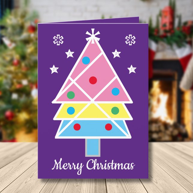 Christmas Greetings Modern & Artsy Cute Christmas  Holiday Card (Personalize this simple, cute purple Christmas card. Make it your own.)
