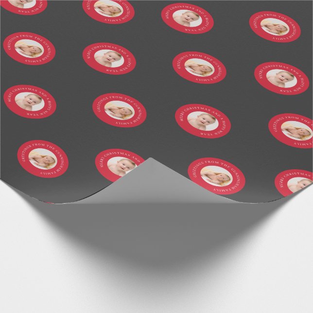 Christmas Greetings | Modern Cute Photo Wrapping Paper (Corner)