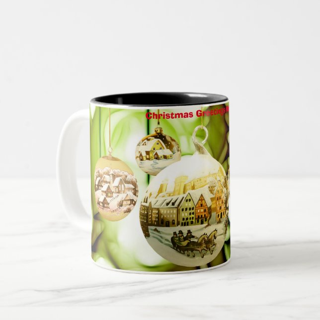 Christmas Greetings Mom Two-Tone Coffee Mug (Front Left)