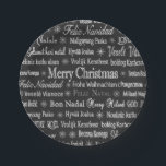 Christmas Greetings Multiple Languages Chalkboard Paper Plate<br><div class="desc">Christmas greetings in various languages on black background.</div>