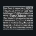 Christmas Greetings Multiple Languages Chalkboard Postcard<br><div class="desc">Christmas greetings in various languages on black background.</div>