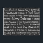Christmas Greetings Multiple Languages Chalkboard Postcard<br><div class="desc">Christmas greetings in various languages on black background.</div>