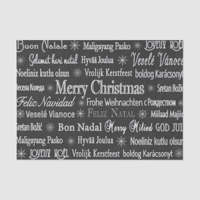 Christmas Greetings Multiple Languages Chalkboard Tissue Paper (Front)