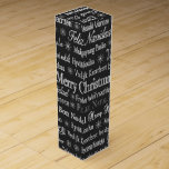 Christmas Greetings Multiple Languages Chalkboard Wine Box<br><div class="desc">Christmas greetings in various languages on black background.</div>