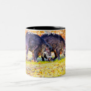 Christmas Greetings My Old Boar Two-Tone Coffee Mug